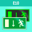 Знак E10 «Указатель двери эвакуационного выхода (левосторонний)» (фотолюм. пластик, 300х150 мм)